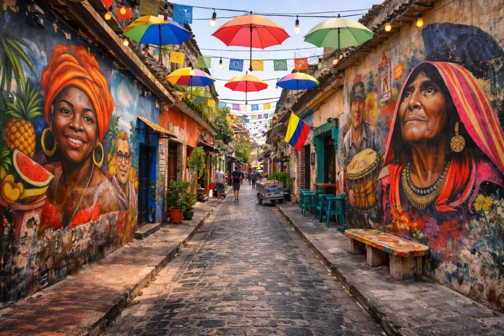 Street art murals in Getsemaní