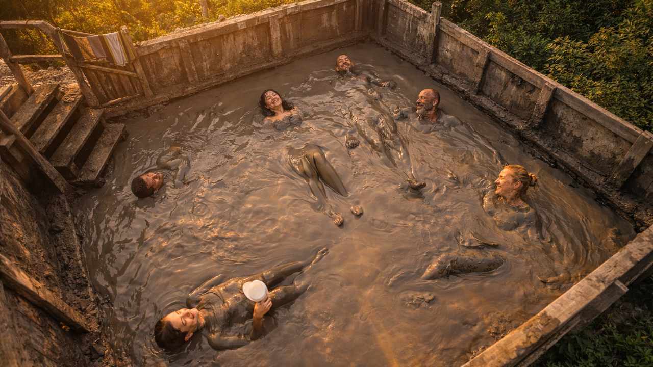 Totumo Mud Volcano day trip from Cartagena with visitors in mud bath