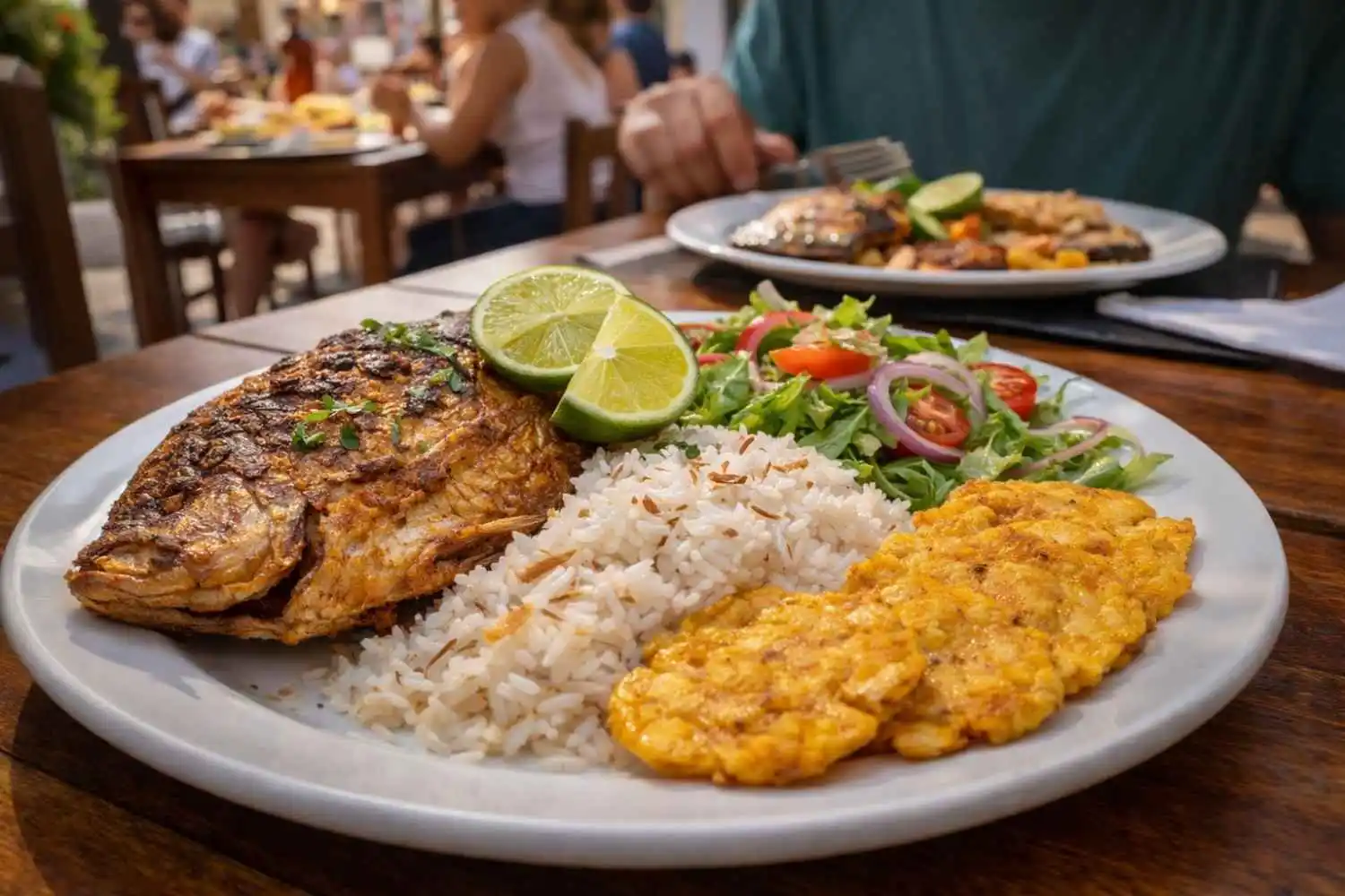 traditional colombian food fried fish coconut rice cartagena