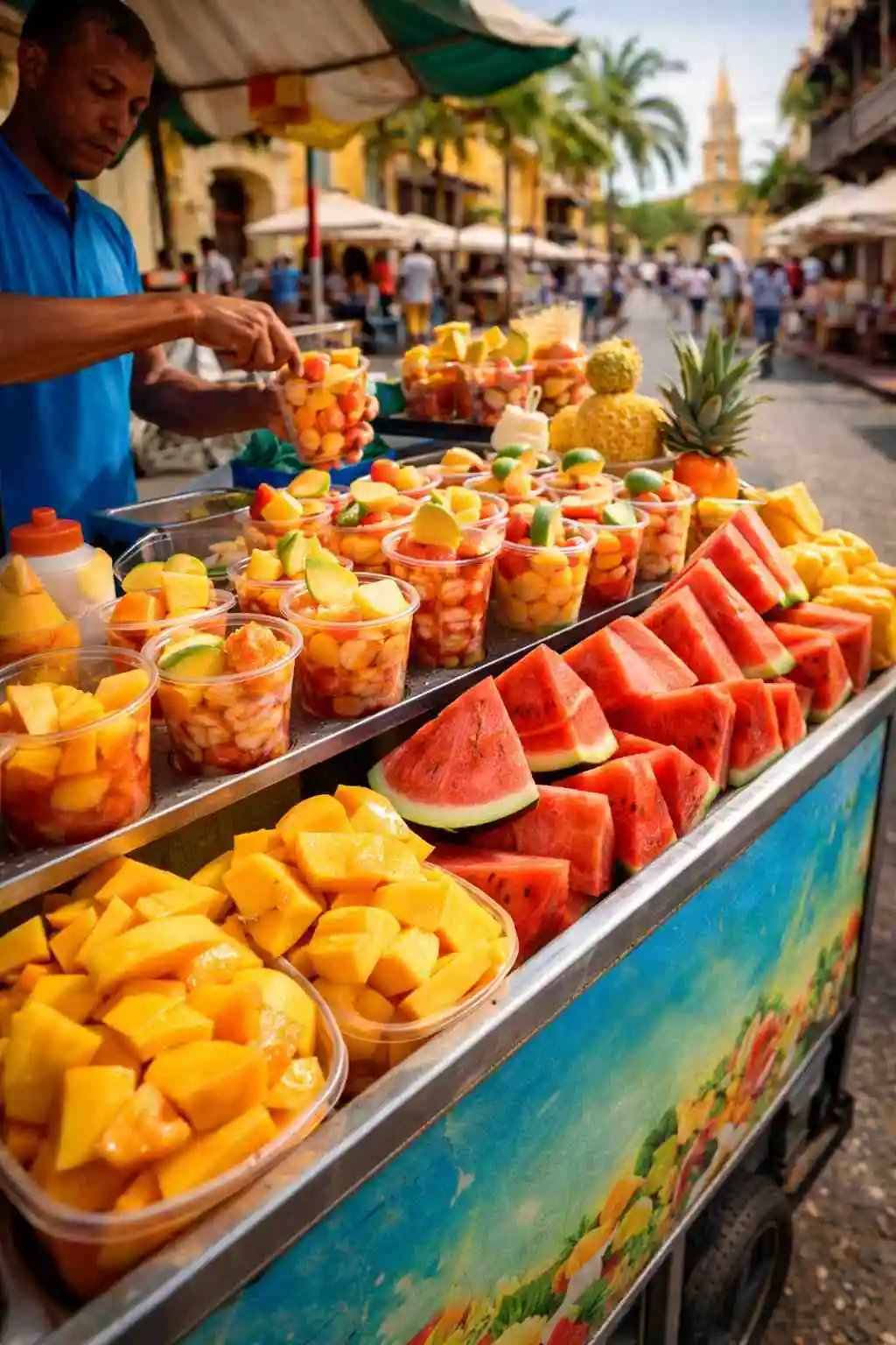 tropical fruit street vendor cartagena colombia