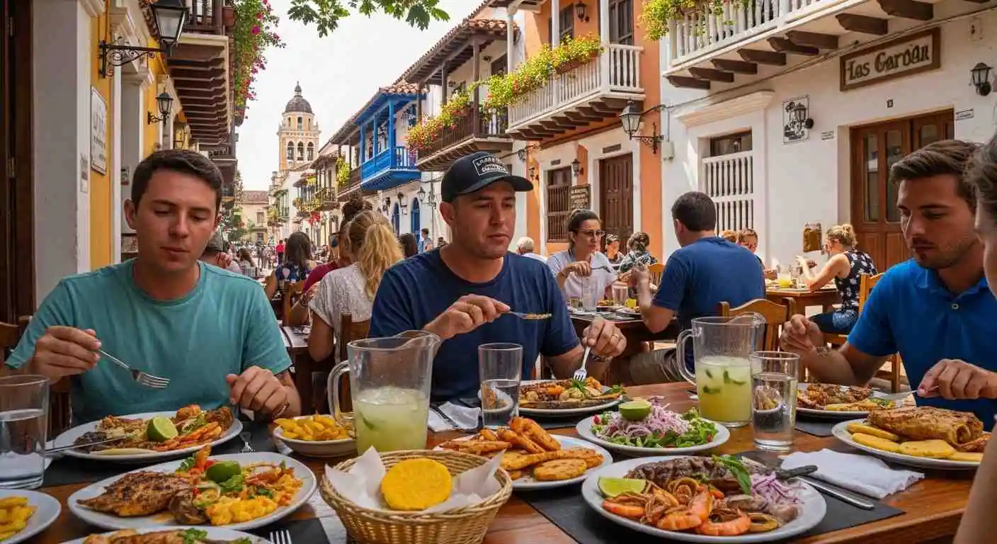 affordable restaurants in cartagena old town travelers eating lunch