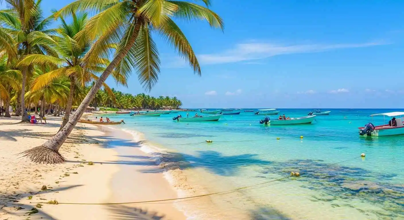 turquoise beach at Rosario Islands near Cartagena Colombia