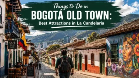 Things to Do in Bogotá Old Town: Best Attractions in La Candelaria Colorful street in Bogotá Old Town La Candelaria with murals and colonial buildings